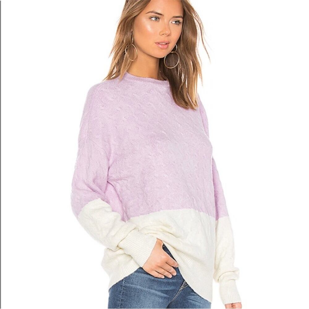 Lovers and Friends Tina pastel purple cream color black sweater size Small